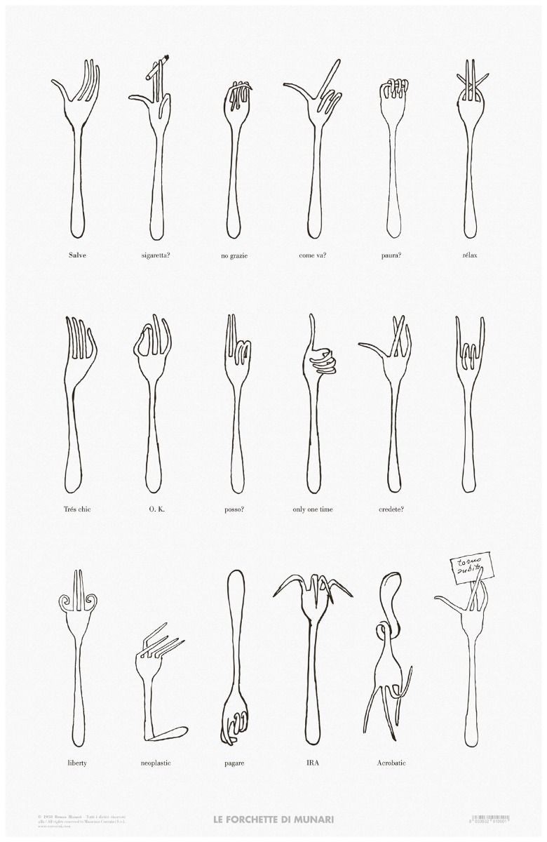 Le forchette di Munari - Munari's Forks (black & white poster) ALSO AVAILABLE IN PINK cover