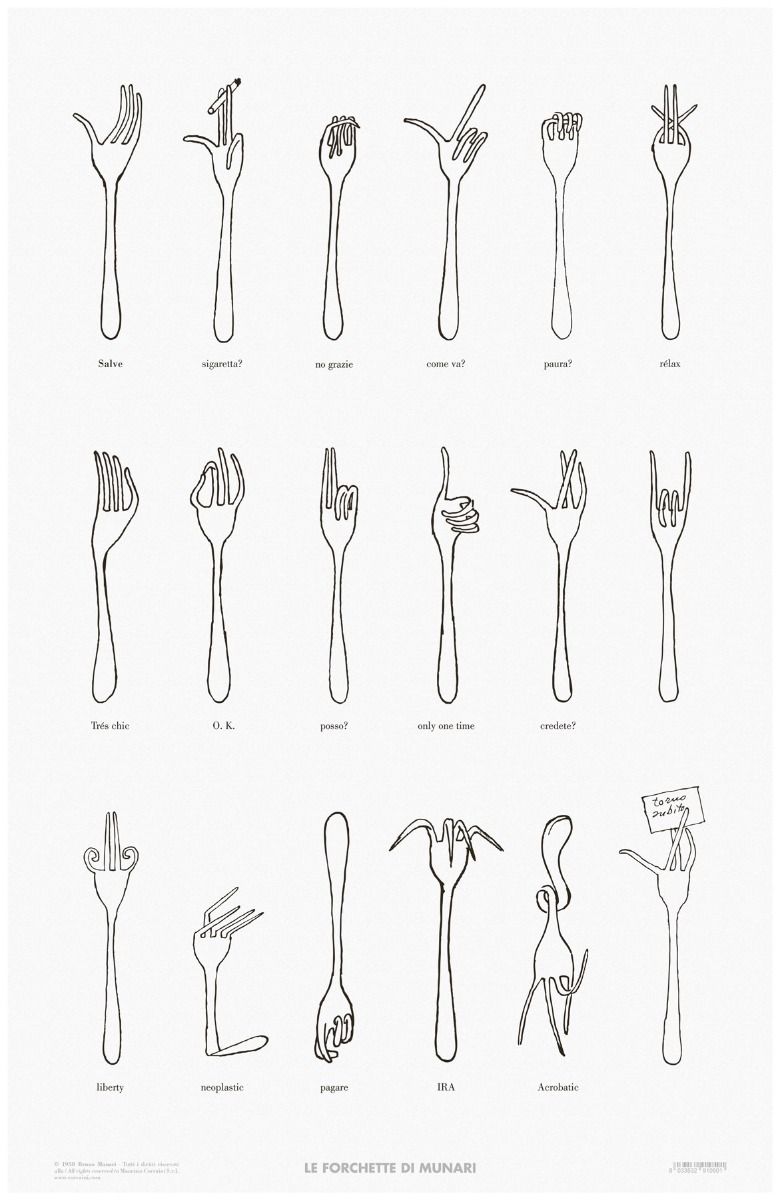 Le forchette di Munari - Munari's Forks (black & white poster) ALSO AVAILABLE IN PINK cover