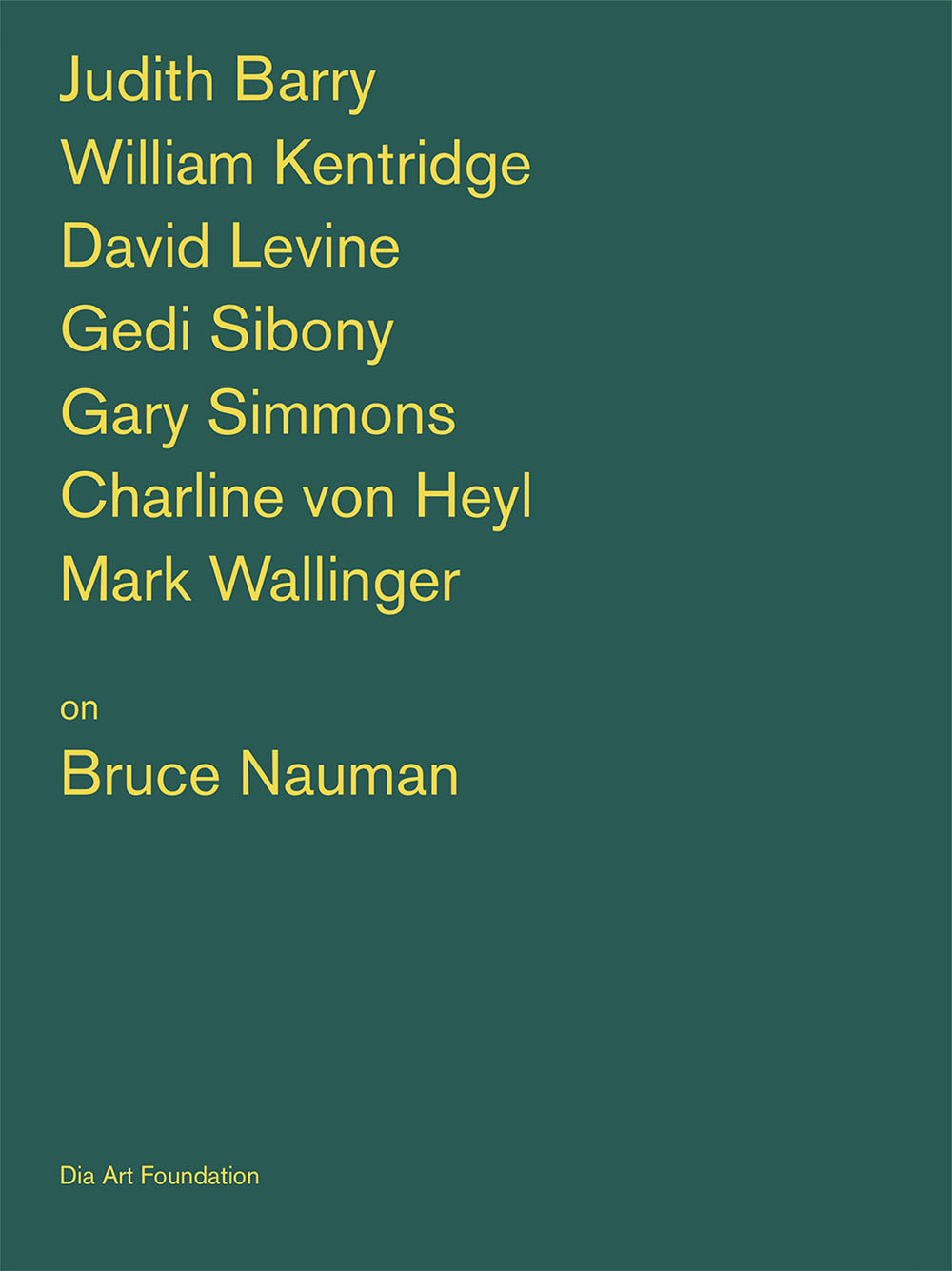 Artists on Bruce Nauman cover