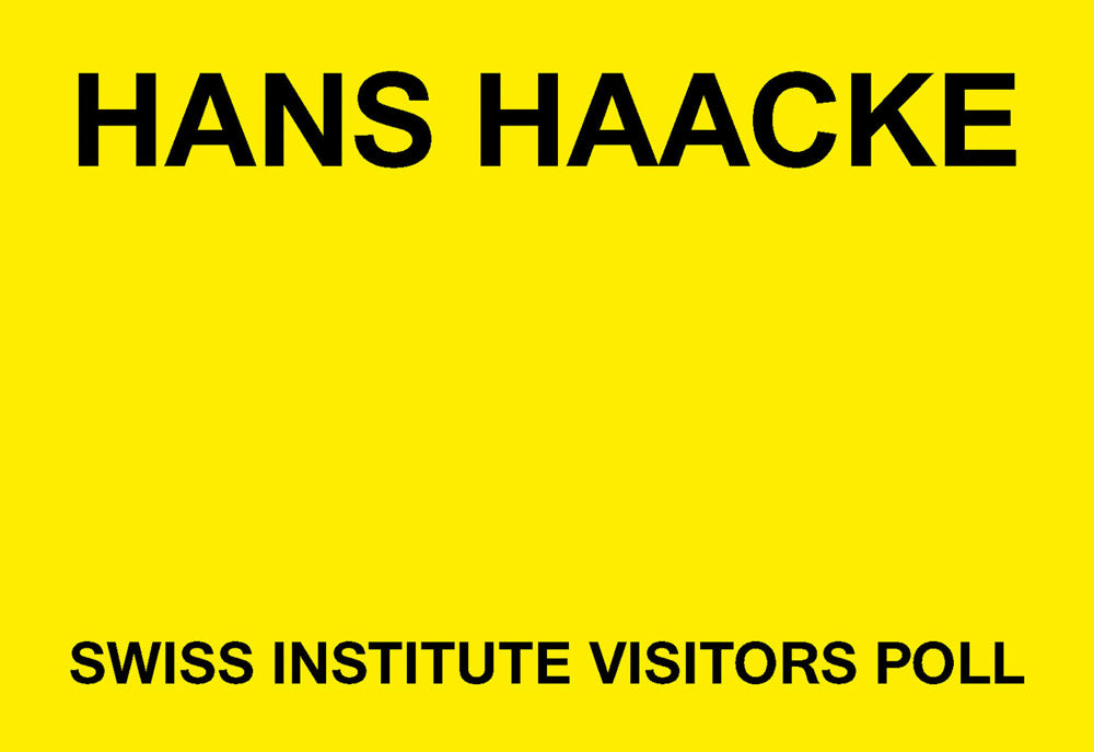 Hans Haacke: Swiss Institute Visitors Poll cover