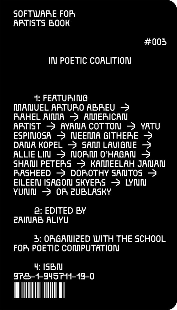 Software for Artists Book #3: School(s) for Poetic Computation cover