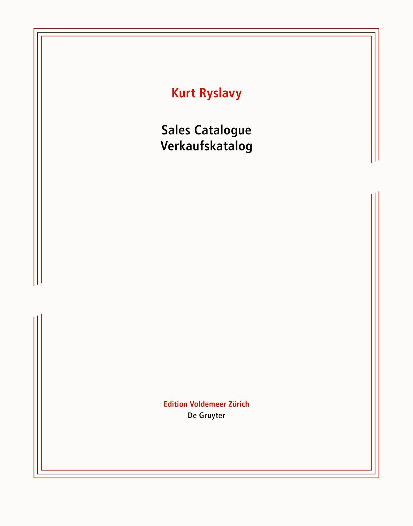 Sales Catalogue / Verkaufskatalog cover