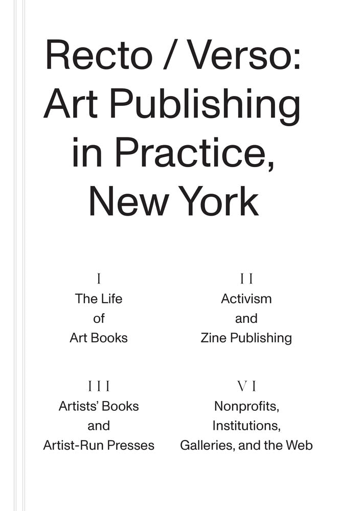 Recto / Verso: Art Publishing in Practice, New York cover